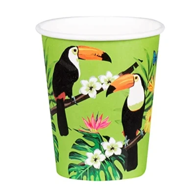 Image of Boland 52438 Pack of 10 Toucan Party Cups 210ml Eco Friendly Tableware 100% Paper Birthday