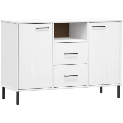 Image of vidaXL Sideboard with Metal Legs White 113x40x77 cm Solid Wood OSLO