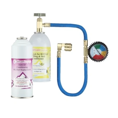 Image of Car Aircon R1234YF Air Con Regas DIY Kit Top Up Topup + Leak Stopper Conditioner