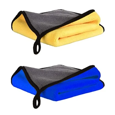 Image of ILLUVA Extra Thick Microfibre Cleaning Cloths Towels, Super Absorbent Micro Fibre Plush for Car Wash, and Drying Medium 15.8 x 23.6inches(2PCS)