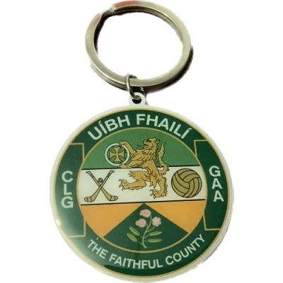 Image of OFFALY Official ALL IRELAND GAA County crest ultra thin metal keyring.