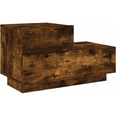 Image of vidaXL Smoked Oak Bedside Cabinet with RGB LED Lights Modern Bedroom Furniture made of Engineered Wood, Offers Ample Storage Space