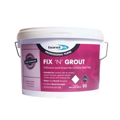 Image of 3.75Kg Brilliant White Fix &#039;N&#039; Grout Ready Mix Tile Adhesive &amp;