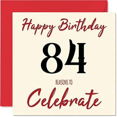 Image of Fun 84th Birthday Cards for Men Woman Reasons To Happy Card Dad Mum Great Grandad Grandpa Nanny Grandma Gran Uncle Auntie, 145mm x Greeting Cards,