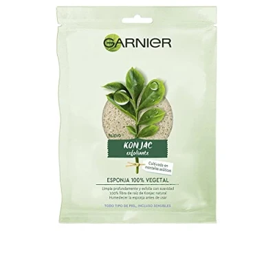 Image of SkinActive Face Garnier Organic Konjac Botanical Facial Cleansing Sponge, Natural Vegan Gentle Exfoliating and Deep Cleansing, 1 Count (Pack of 1)