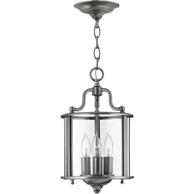 Image of Gentry 3 Light Small Ceiling Lantern Pendant Pewter, E14