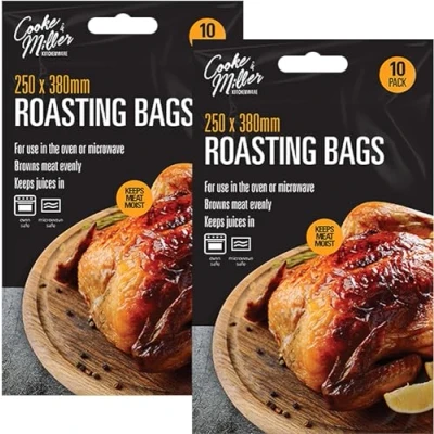 Image of ZYBUX Small Roasting Bags 20pcs (2 Packs x 10) 250mm 380mm Oven &amp; Microwave Safe for Juicy Meat, Chicken, Turkey, Fish, Vegetable