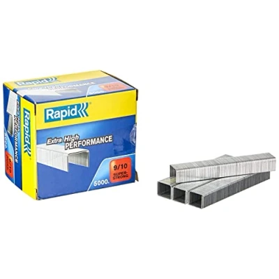 Image of Rapid 9/10mm Super Strong Staples, For Stapling 40 70 Sheets, Use with Heavy Duty Staplers, Galvanised Wire, Box of 5000, 24871200