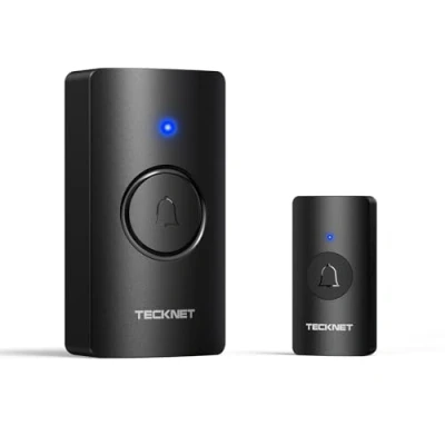 Image of TECKNET Wireless Doorbell, Waterproof Doorbell Battery Operated Cordless Door Chime Kit with up to 400 M Range, 5 Level Volume &amp; 60 Chimes 4.5 Year Life