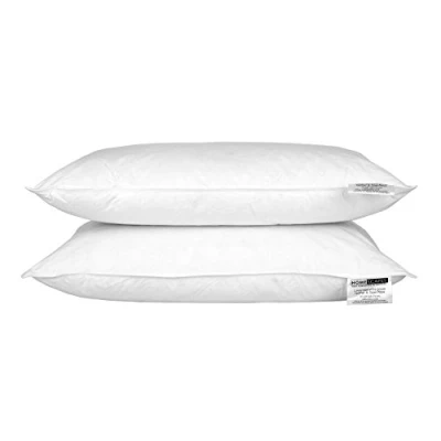 Image of HOMESCAPES White Goose Feather &amp; Down Pillow Pair Department Store Quality Wash at Home Range Medium/Soft Firmness Hypo Allergenic Anti Dust Mites RDS Certified.