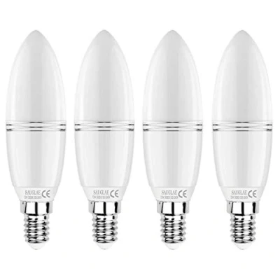 Image of SAUGLAE E14 LED Candle Bulbs 12W, 100W Incandescent Equivalent, 3000K Warm White, Non Dimmable, 1380Lm, Small Edison Screw Light Bulbs, 4 Pack
