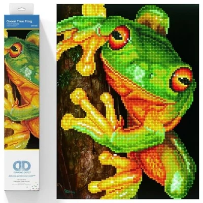 Image of Diamond Dotz Painting Kit: Intermediate, DD7, Green Tree Frog, 27 x 37cm