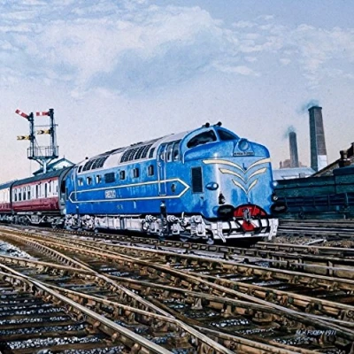 Image of ReallyWildCards Deltic Locomotion Train Greeting Sound Card by Really Wild Cards,Multi colour,15 x 15 cm