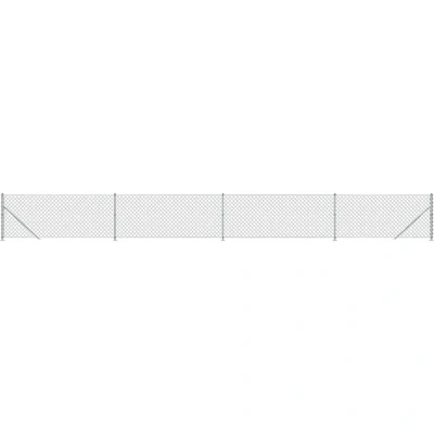 Image of vidaXL Chain Link Fence with Flange Silver 0.8x10 m