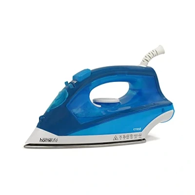 Image of Homelife Crest 1600w Steam Iron/Non stick Soleplate/Steam or Dry Iron/Water Spray/Adjustable Temperature/Self Clean Anti drip and calc / 2m long cord E7310