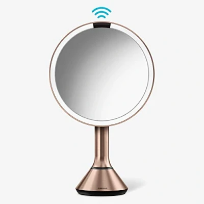Image of simplehuman ST3053 Round Sensor Mirror Brushed Stainless Steel Silver Rechargeable Dimensions: 46 cm x 23 20