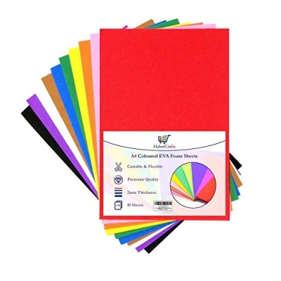 Image of A4 Craft Foam Sheets EVA Paper Sponge Card for Art &amp; Crafts DIY Scrapbooking Children Kids 2mm Thick 10 Assorted Colours (A4 Colour 100 Sheets)