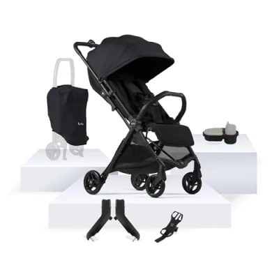 Image of Silver Cross Jet 5 Compact Pushchair &amp; Accessories Bundle Travel Stroller, Snack Tray, Phone Holder Universal Car Seat Adaptors Foldable Stroller Cabin Size Newborn to 4 Years Space