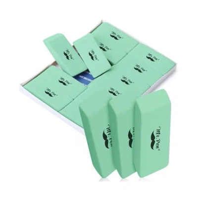 Image of Mr. Pen Large Green Pencil Erasers 12 Pack, Block for School and Office