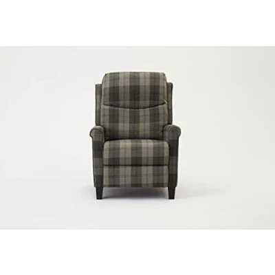 Image of Home Detail Recliner Armchair Air Leather And Tartan Chair High Back Sofa Lounger (Grey Tartan)