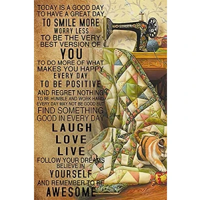Image of Graman Sewing Quote Poster/Sewing Room Decor Vintage Retro Sign，Coffee and Bar Wall Art Iron Painting 12X16 Inch