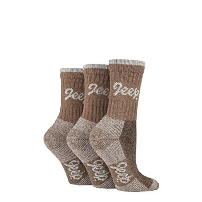 Image of Women&#039;s 3 Pair Jeep Luxury Terrain Boot Socks Tan / Cream 4 8 Ladies