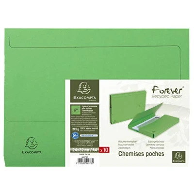 Image of Exacompta Ref 46975E Forever Collection Document Wallets (Pack of 10) 240 x 320mm in Size, Suitable for A4 Documents, 290gsm Premium Pressboard Red
