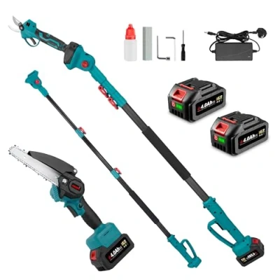 Image of Cordless Pole Saw, Mini Chainsaw Retractable Extension Rod Up to 15 Feet for Tree Trimming