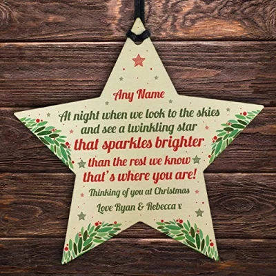 Image of RED OCEAN Personalised Christmas Star Tree Bauble Decoration Xmas Memorial Gift For Nan Mum Dad