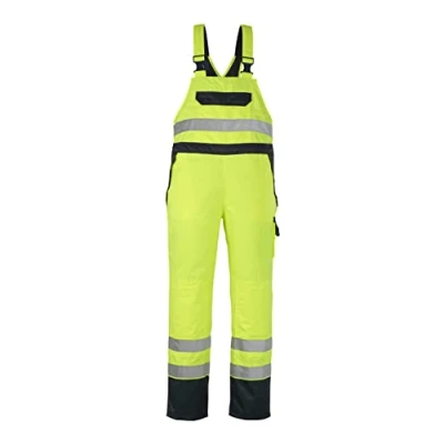 Image of Mascot 07092 880 171 Wels Safe Image Waterproof Class 2 Bib and Brace over Trouser, Size XL, Hi Vis Yellow/Navy