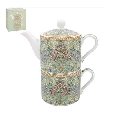 Image of The Leonardo Collection William Morris Hyacinth Tea for One Lovely Design Pot &amp; Cup Set Ceramic Gift Beautiful Printed Home Office