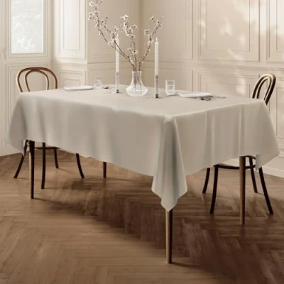 Image of Home Direct Quality Rectangular Fabric Tablecloth 140x180cm 55&quot;x70&quot; Ivory Beige