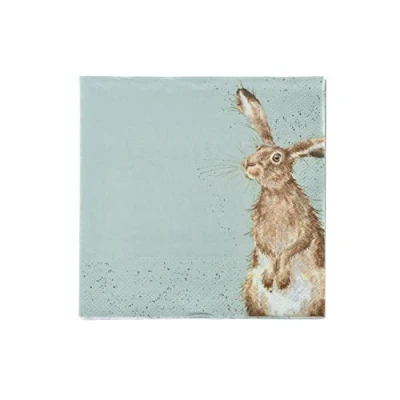 Image of Wrendale Designs Pack of 20 Cocktail Size &#039;The Hare and The Bee&#039; Napkins