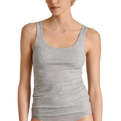 Image of CALIDA Women&#039;s Natural Comfort T Shirt, Grey Melange, 14 16