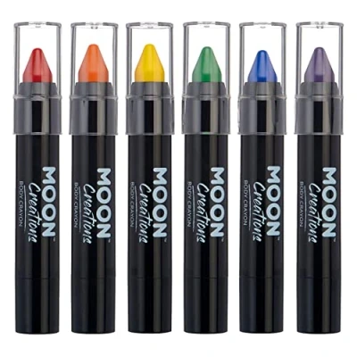Image of Moon Creations Face Paint Stick Body Crayons Gay Pride LGBTQ Set 3.2g Sweat Proof &amp; Water Resistant Cruelty Free, Made in UK For Kids, Adults, Fancy Dress, Festivals, Halloween