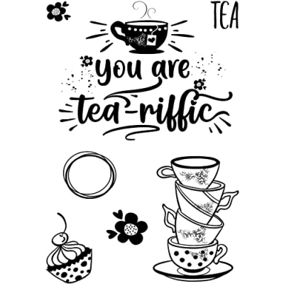 Image of Designer Boutique Creative Expressions Stamp Set Tea riffic, A6