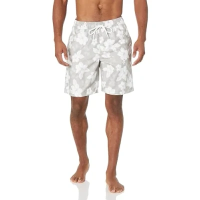 Image of Amazon Essentials Men&#039;s 9&quot; Quick Dry Swimming Trunks, Grey Hibiscus Flower, M