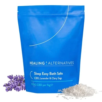 Image of Sleep Easy Bath Salts 1kg Lavender &amp; Clary Sage Magnesium Rich Dead Sea Salt Flakes for Relaxation, Restful Mind Calm Natural Formula All Skin Types