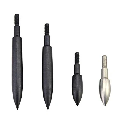 Image of SHARROW 12pcs Archery Arrow Tips Arrowhead Field Bullet Points Broadheads for Targeting Practice Carbon Arrows (Black, 150 Grain)