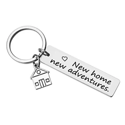 Image of CMJ New Home Adventures Rectangle Key Ring House Warming First Keyring Moving Gift Housewarming