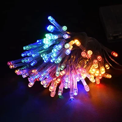 Image of ASAB 100 LED Christmas Lights Warm White Fairy Light Battery Operated Indoor String Home Wedding Tree Halloween Decorations (Multicoloured)