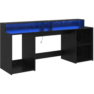 Image of vidaXL Desk Black Oak 200x55x91 cm Engineered Wood