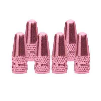 Image of SENZEAL 6Pcs Bicycle Presta Valve Dust Caps Aluminum Alloy French Style Cycling Tyre Stem for MTB Road Bike Wheels Pink