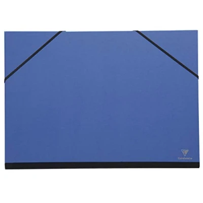 Image of Clairefontaine Ref 144602C Art Folder with Elastic Straps Closure Night Blue Colour Customisable Vellum Card Surface, Suitable for A4+ Sized Documents