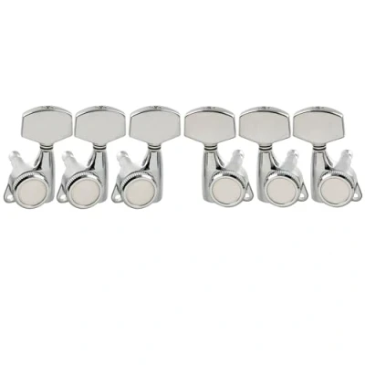 Image of Musiclily Pro 3L+3R Guitar Locking Tuners 18:1 Ratio Lock String Tuning Key Pegs Machine Heads Replacement for LP SG Style Electric Folk or Acoustic Guitar, Chrome with Big Hex Button