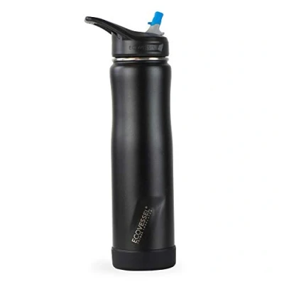 Image of EcoVessel Summit 24oz/709ml Triple Insulated Stainless Steel Hot or Cold Drinking Bottle , Black Shadow, 24 oz