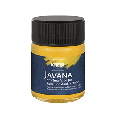 Image of Kreul Javana Light and Dark Fabrics, Brilliant Water Based Paint with Pastose Character, 50 ml Glass, Golden Yellow