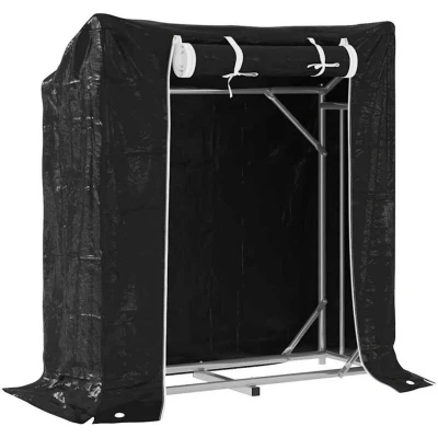 Image of vidaXL Firewood Rack with Rain Cover 100.5x40.5x110.5 cm Galvanised Steel
