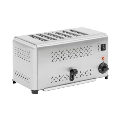 Image of Toaster 2500 w 6 Slots Royal Catering Stainless Steel Timer Crumb Tray