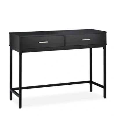 Image of Relaxdays console table, hallway sideboard with two drawers, 42x110x81 cm (LxWxH), narrow side unit, living room, black, Fibreboard, Steel, 81x110x42